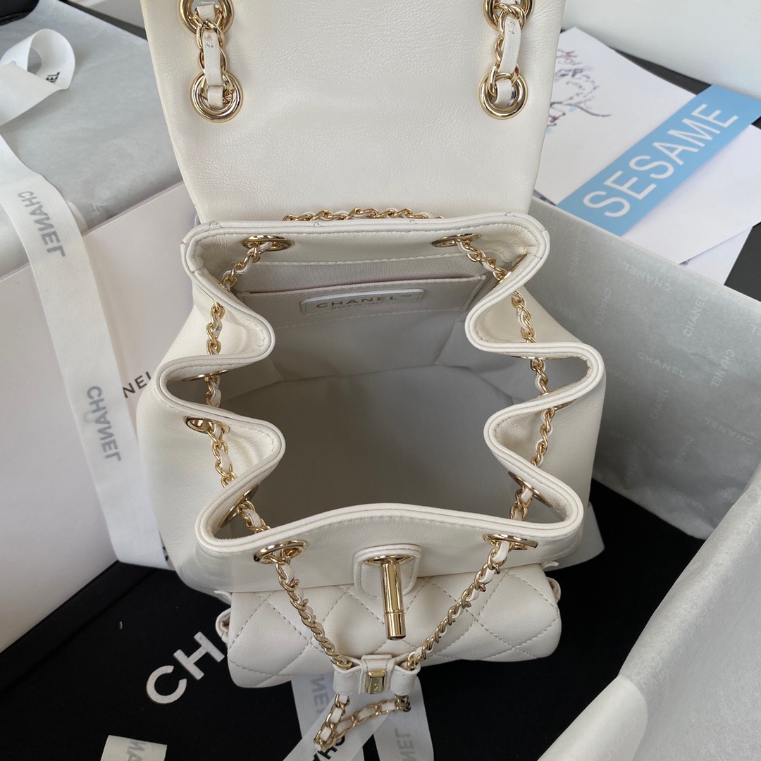 [TOP] CHANEL DUMA BackPack 18×18×12cm - Black/White & GHW