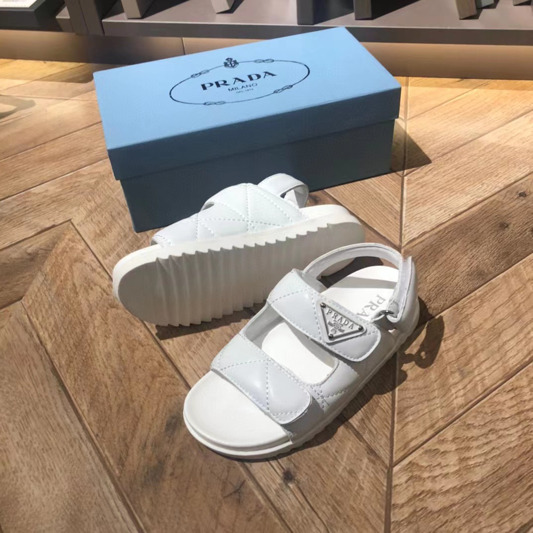 [TOP] PRADA Kids' Dad Sandals - Black/White