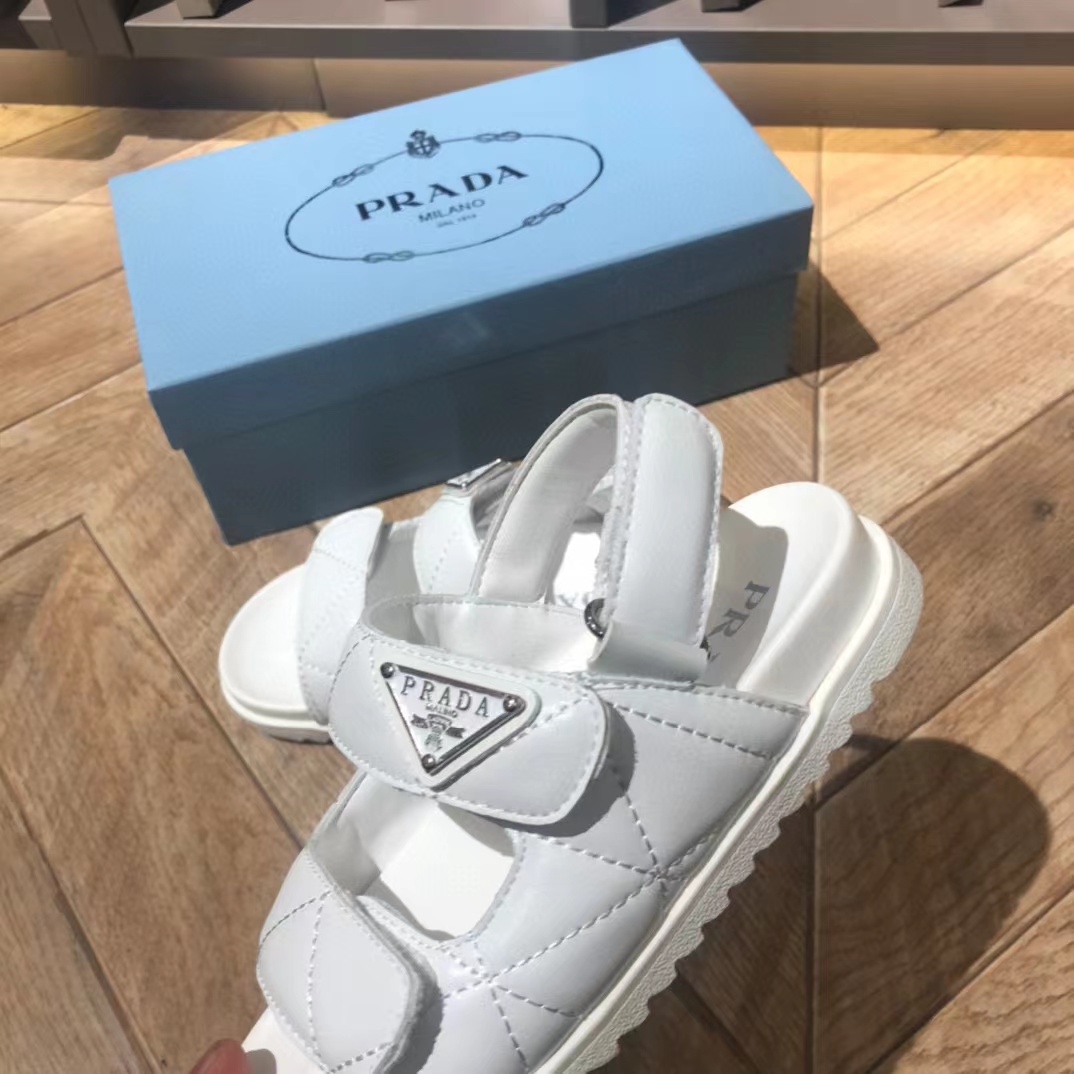 [TOP] PRADA Kids' Dad Sandals - Black/White