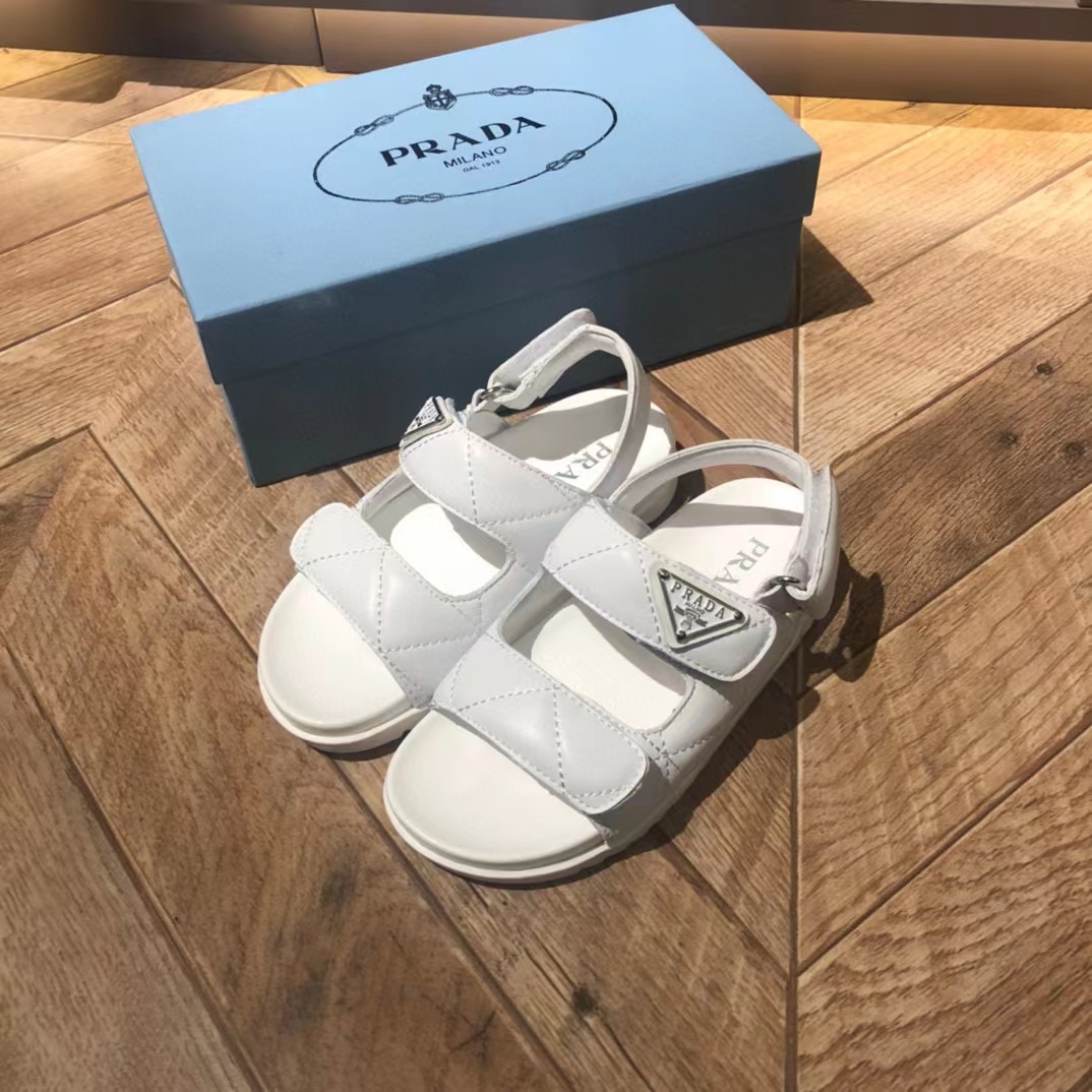 [TOP] PRADA Kids' Dad Sandals - Black/White