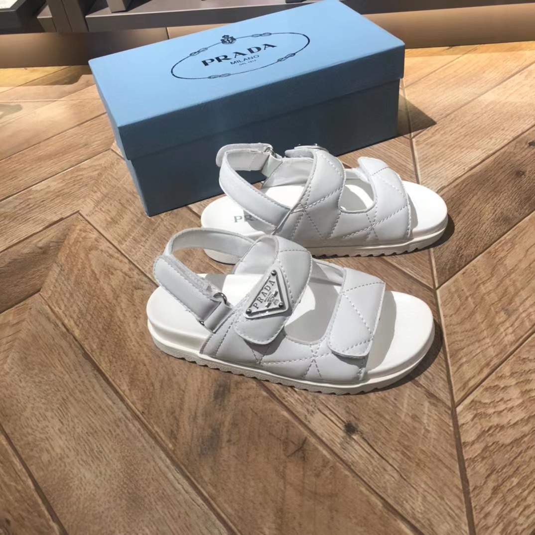 [TOP] PRADA Kids' Dad Sandals - Black/White
