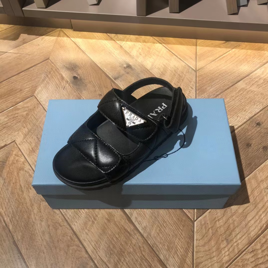 [TOP] PRADA Kids' Dad Sandals - Black/White