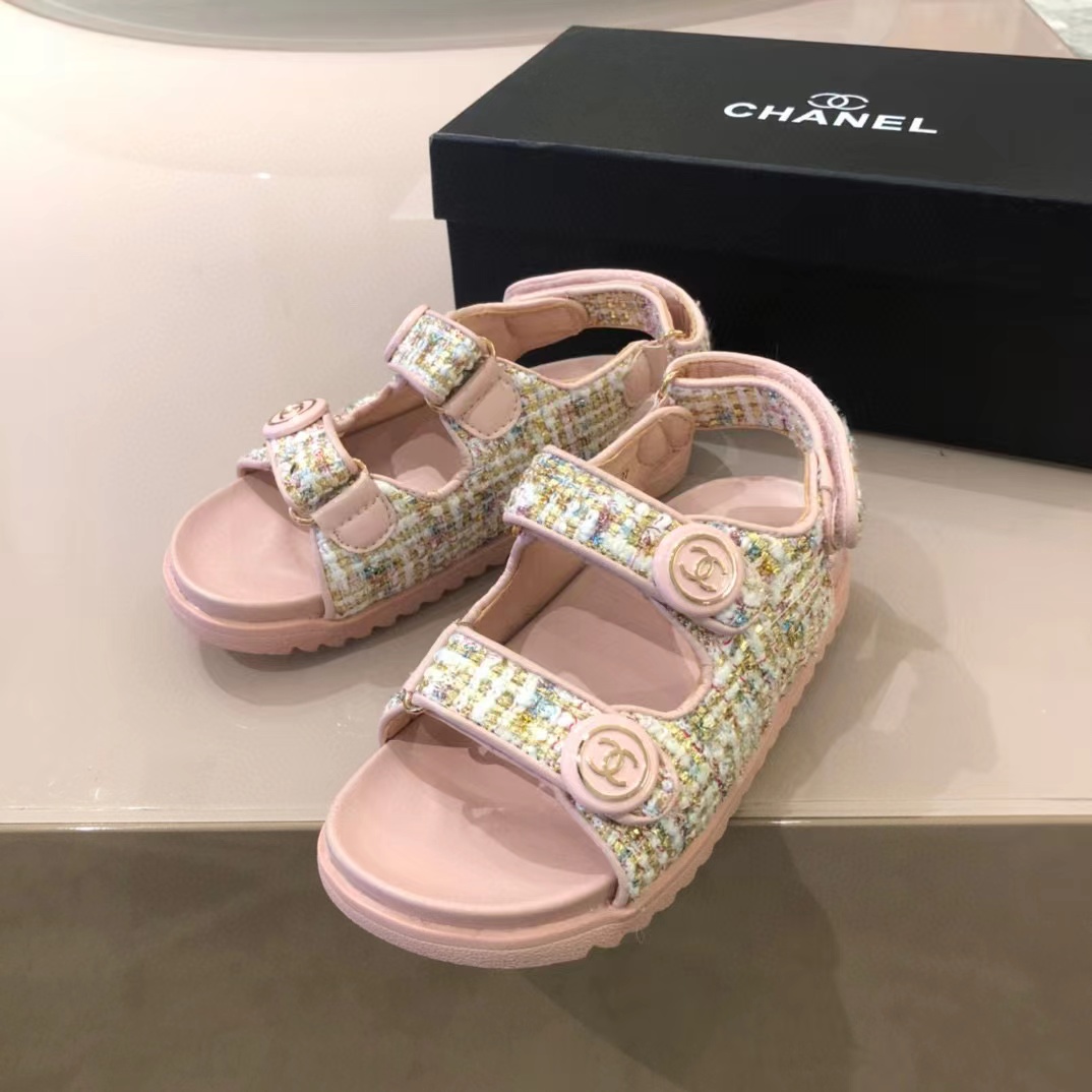 [TOP] CHANEL Kids' Dad Sandals -Pink