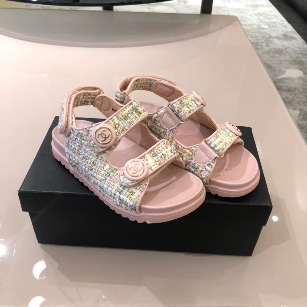 [TOP] CHANEL Kids' Dad Sandals -Pink