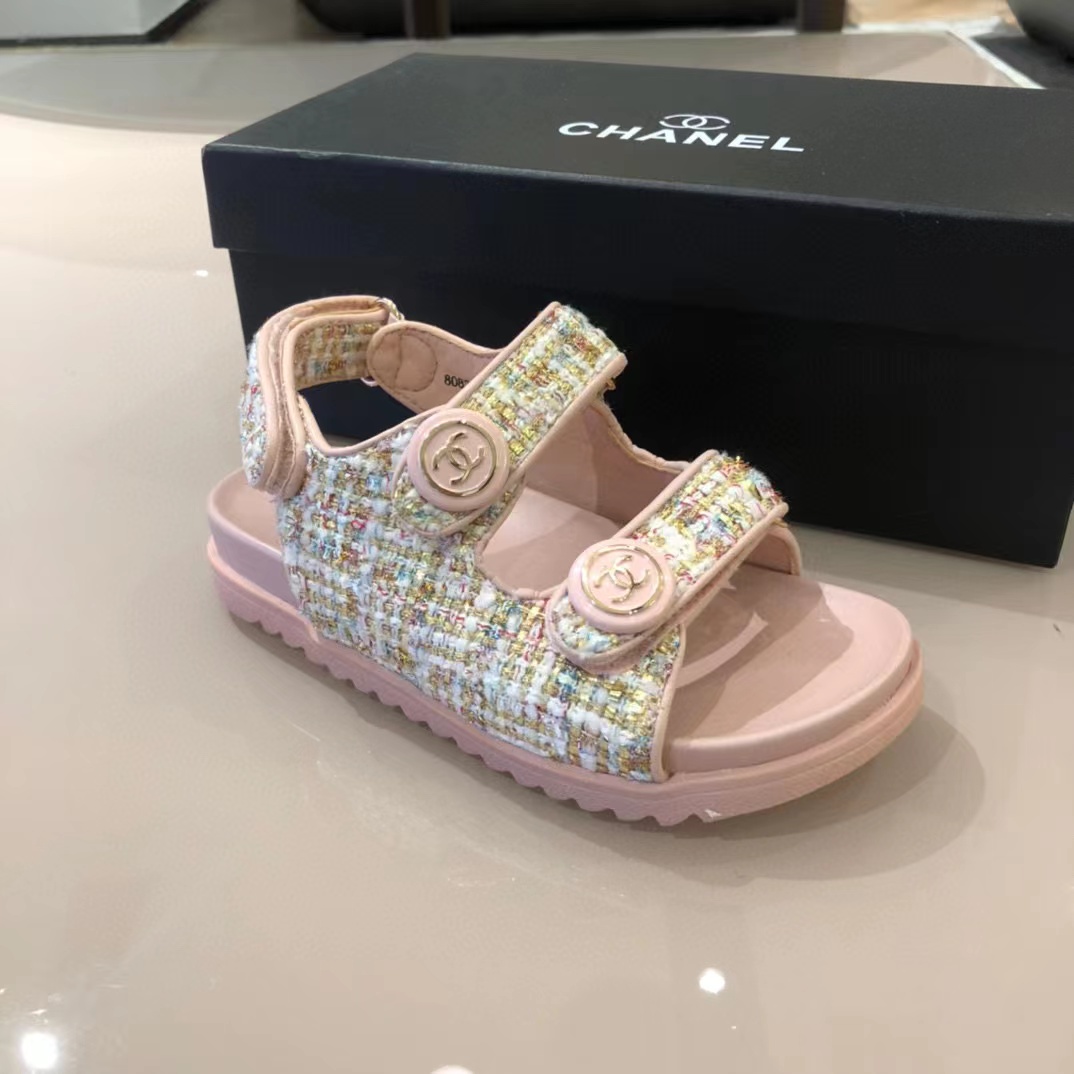 [TOP] CHANEL Kids' Dad Sandals -Pink