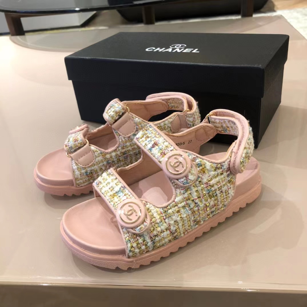 [TOP] CHANEL Kids' Dad Sandals -Pink