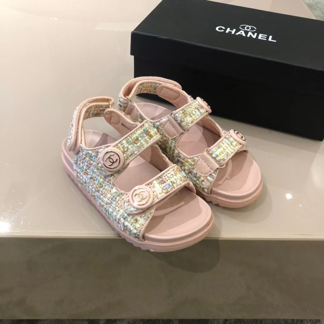[TOP] CHANEL Kids' Dad Sandals -Pink