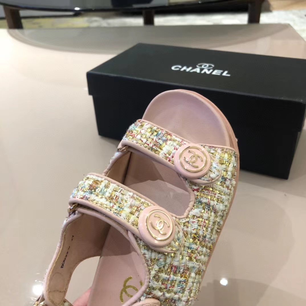 [TOP] CHANEL Kids' Dad Sandals -Pink