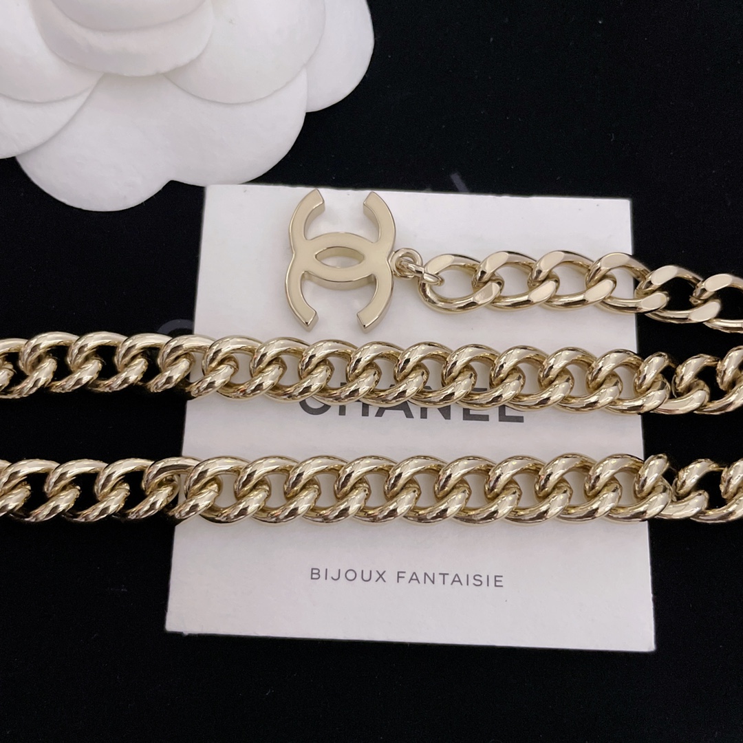 [TOP] CHANEL Metal Chain Rope Square Choker