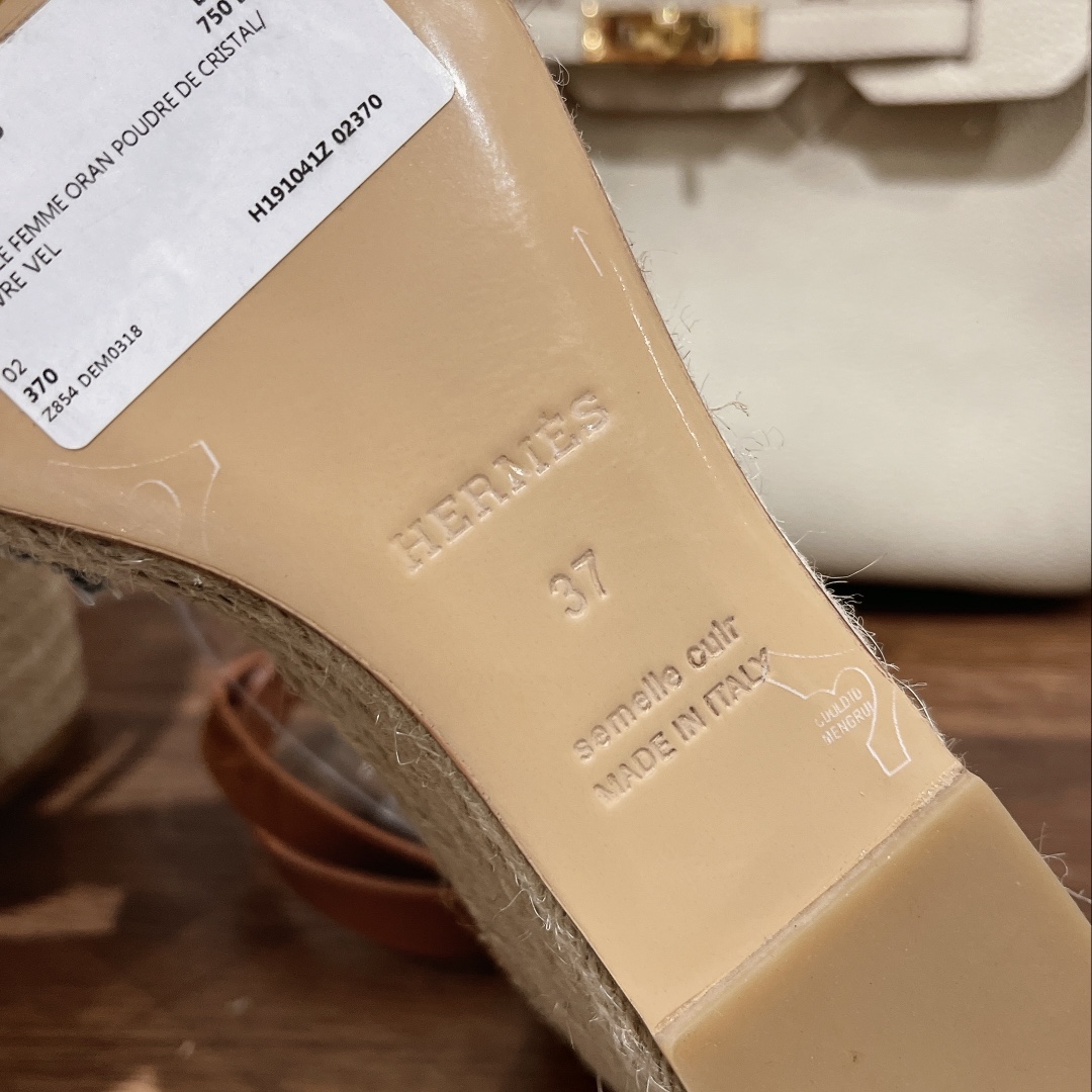 [TOP] HERMES straw plaited article Sandals - Blue