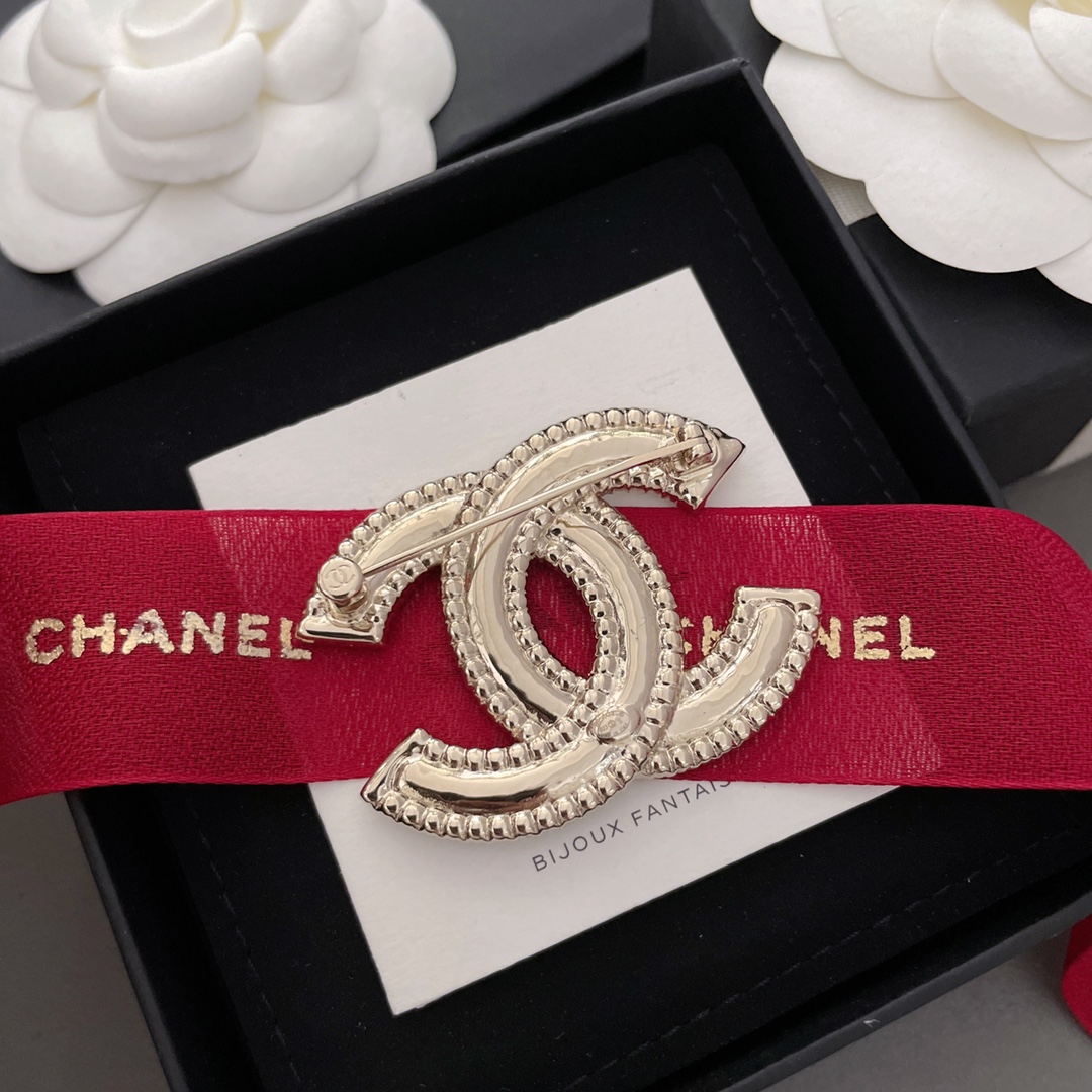 [Top] CHANEL Inspired Diamond Brooch - Light Gold