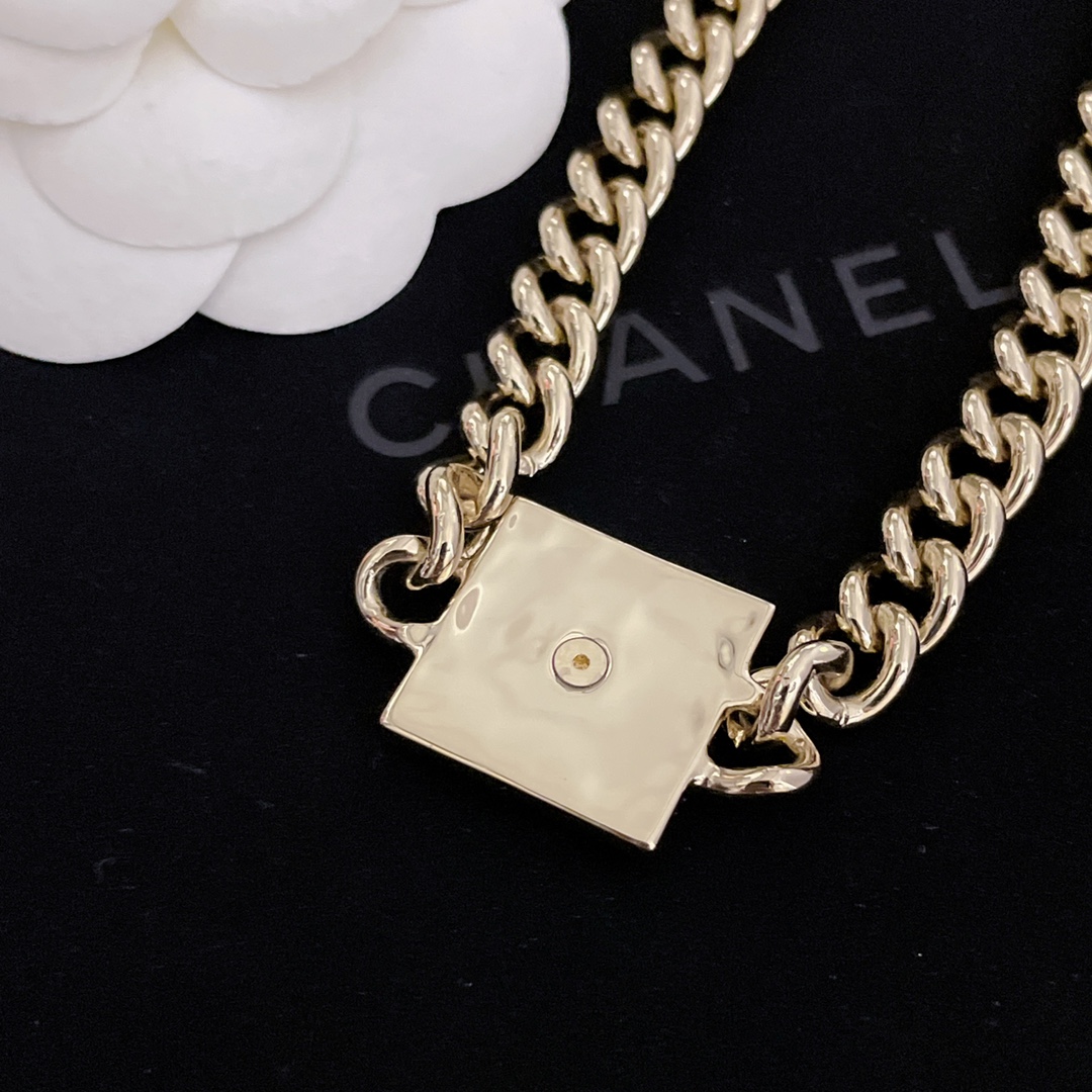 [TOP] CHANEL Metal Chain Rope Square Choker