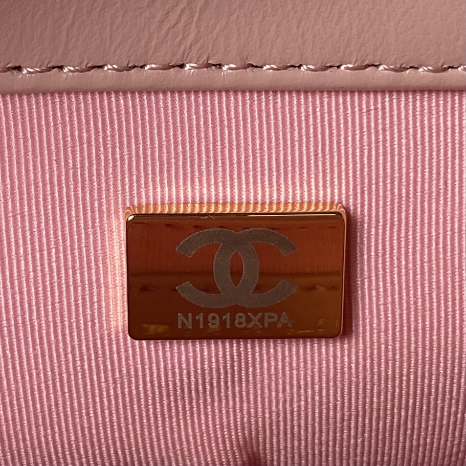 [TOP] CHANEL Mini Square Adjustable Coin Chain Flap Bag SS21 12x21x7 cm - Pink