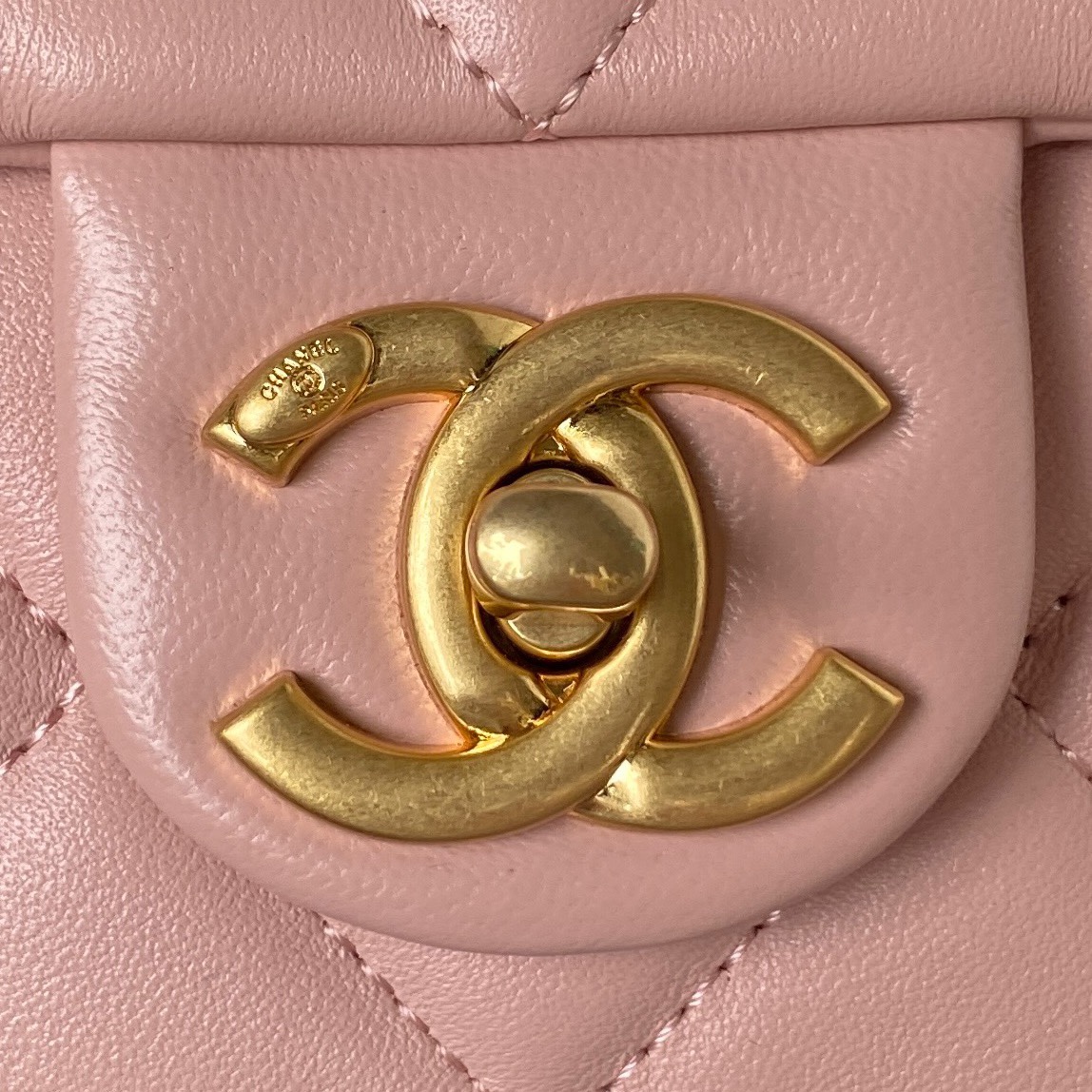 [TOP] CHANEL Mini Square Adjustable Coin Chain Flap Bag SS21 12x21x7 cm - Pink