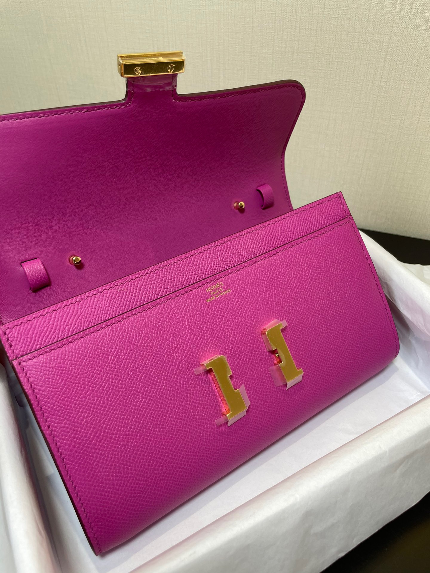 [TOP] HERMES Epsom Constance Long Wallet - Pink