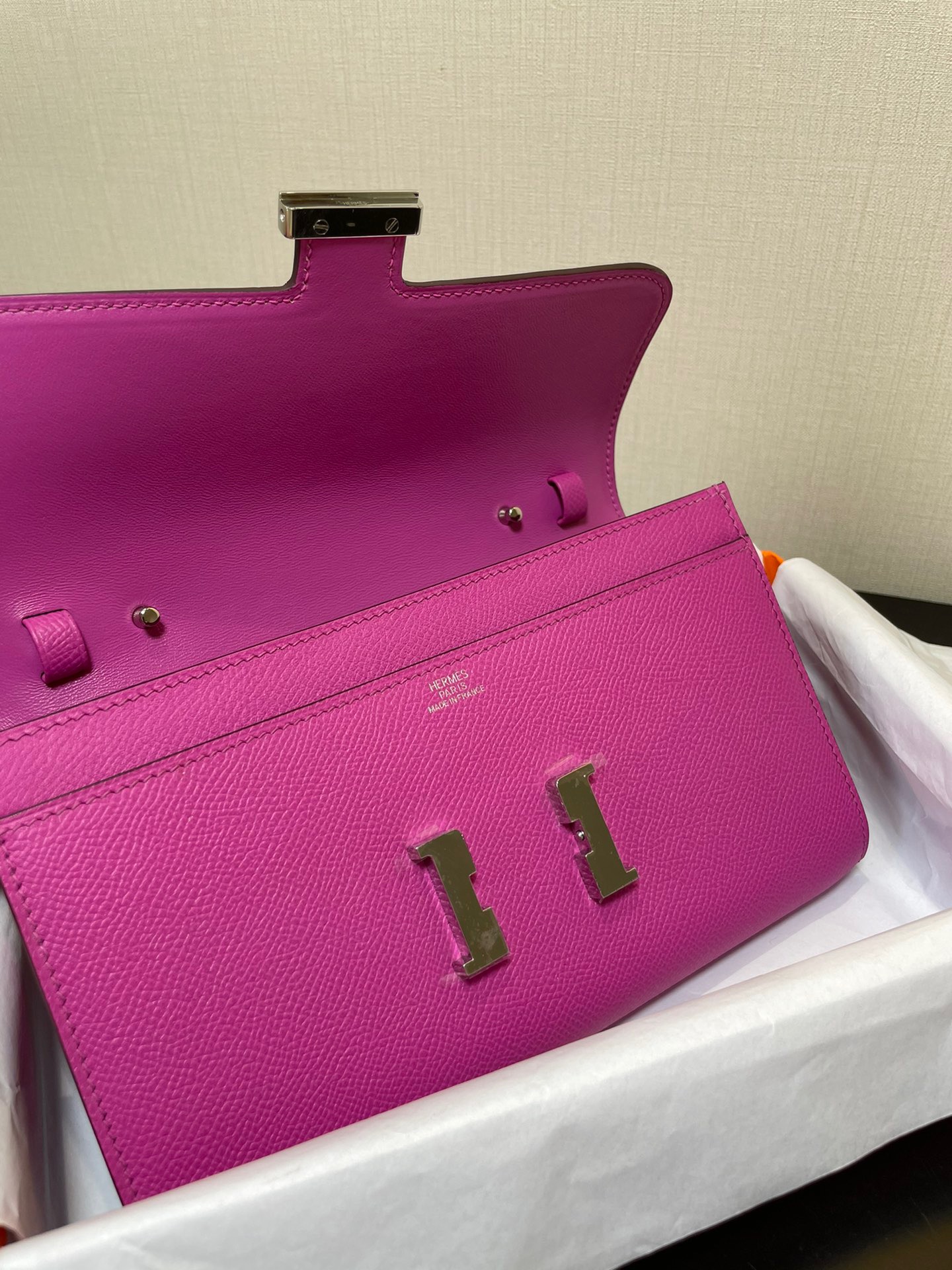 [TOP] HERMES Epsom Constance Long Wallet - Pink