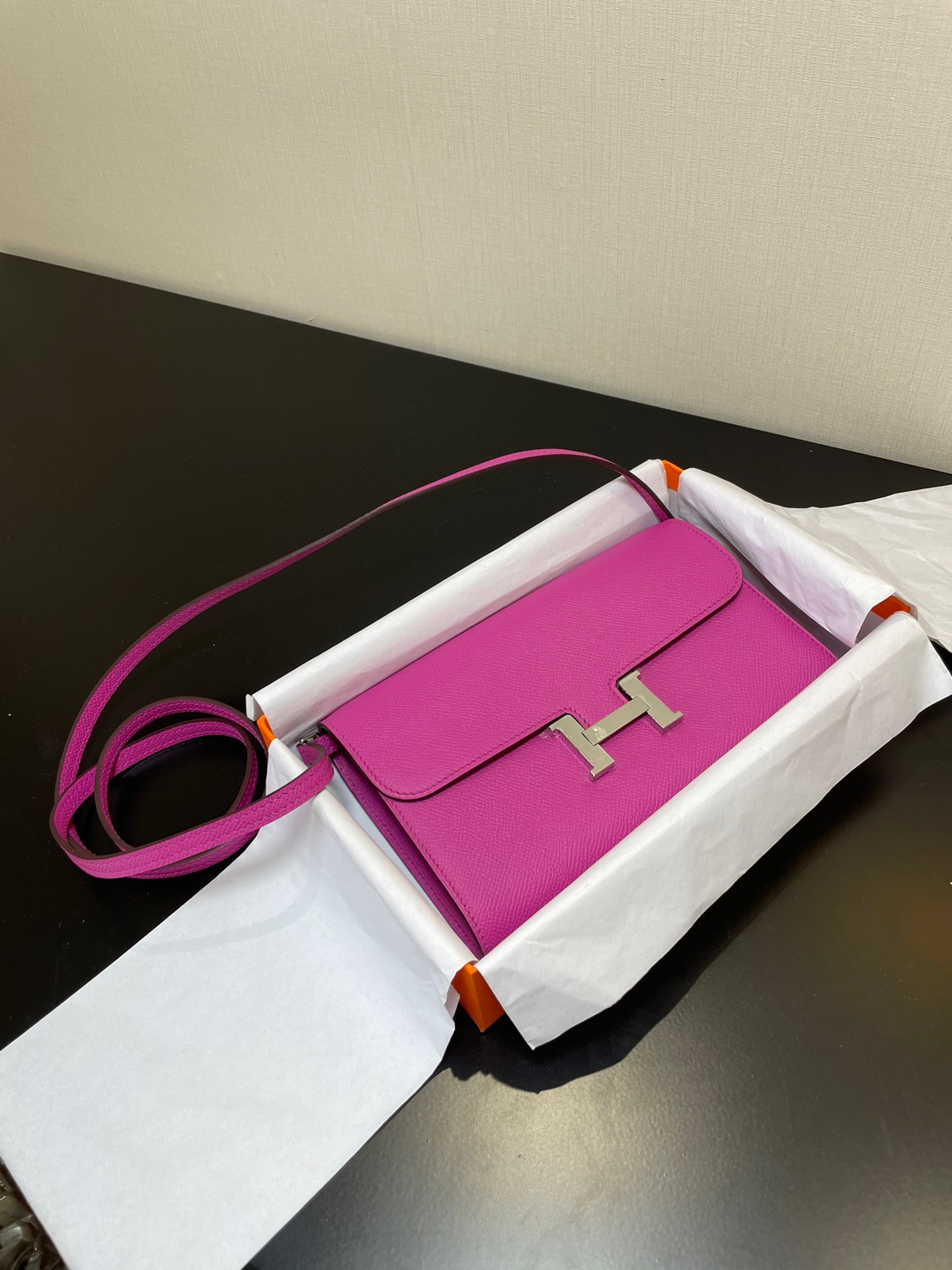 [TOP] HERMES Epsom Constance Long Wallet - Pink