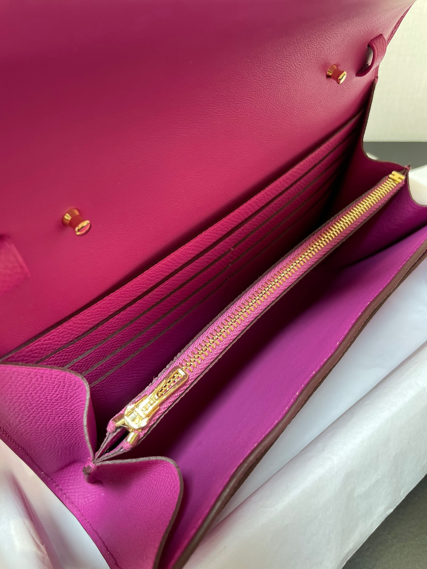 [TOP] HERMES Epsom Constance Long Wallet - Pink