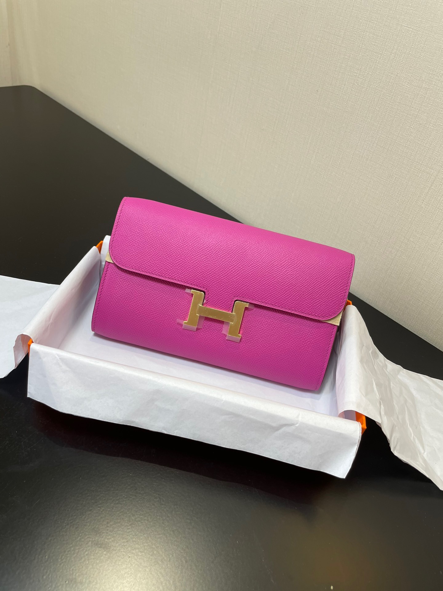 [TOP] HERMES Epsom Constance Long Wallet - Pink