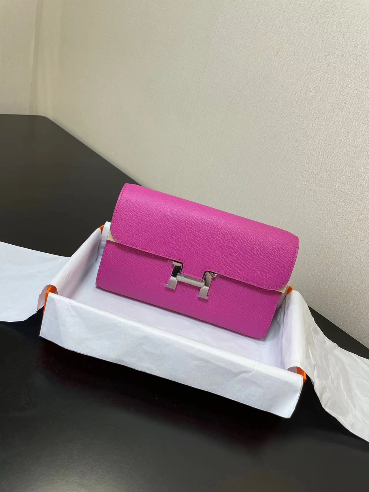 [TOP] HERMES Epsom Constance Long Wallet - Pink