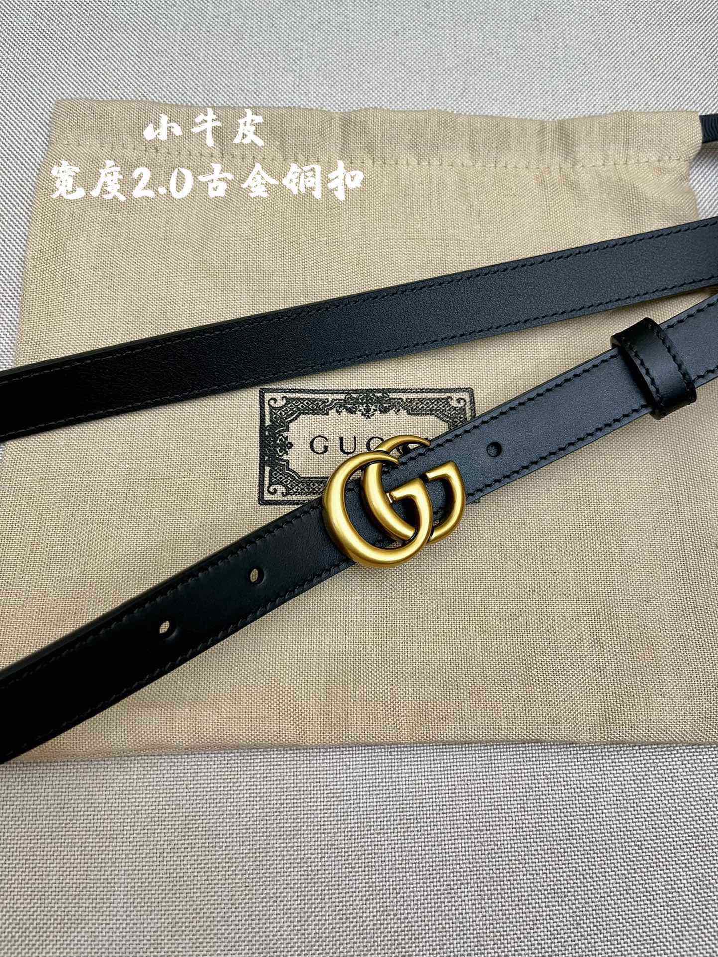 [TOP] GUCCI GG Buckle Leather Belt 2cm - BLACK