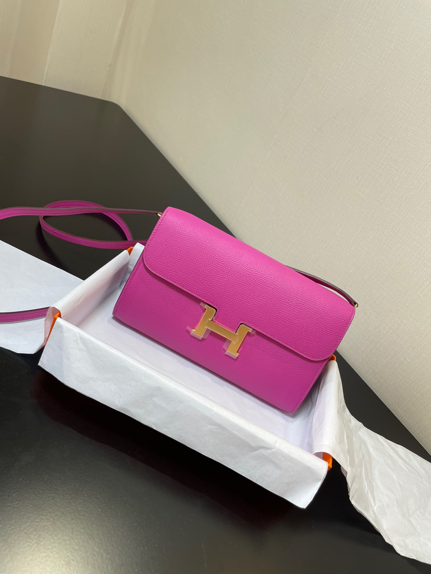 [TOP] HERMES Epsom Constance Long Wallet - Pink