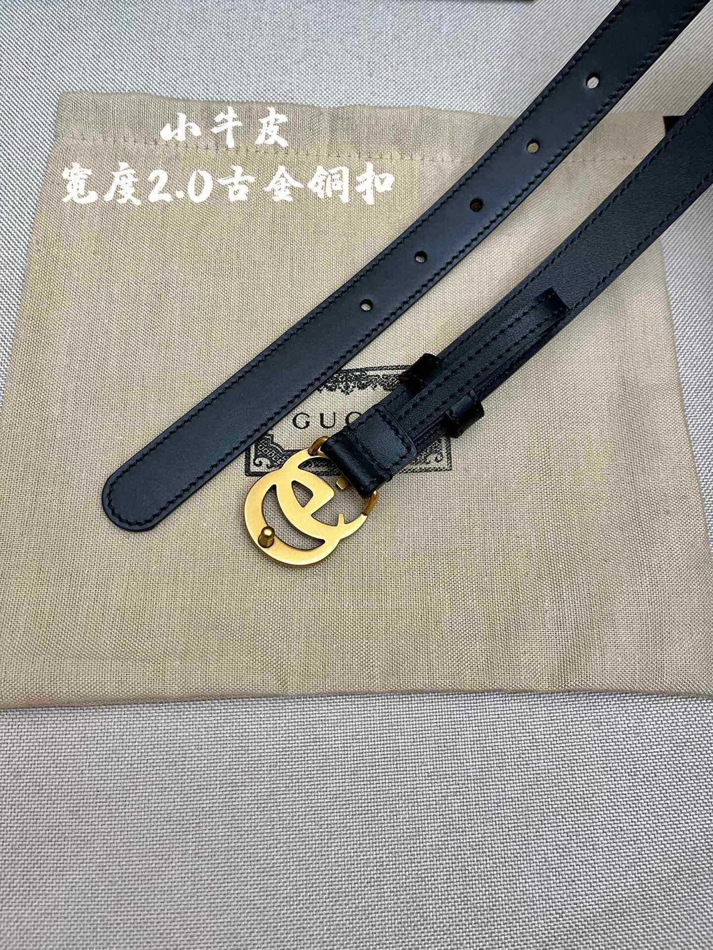 [TOP] GUCCI GG Buckle Leather Belt 2cm - BLACK