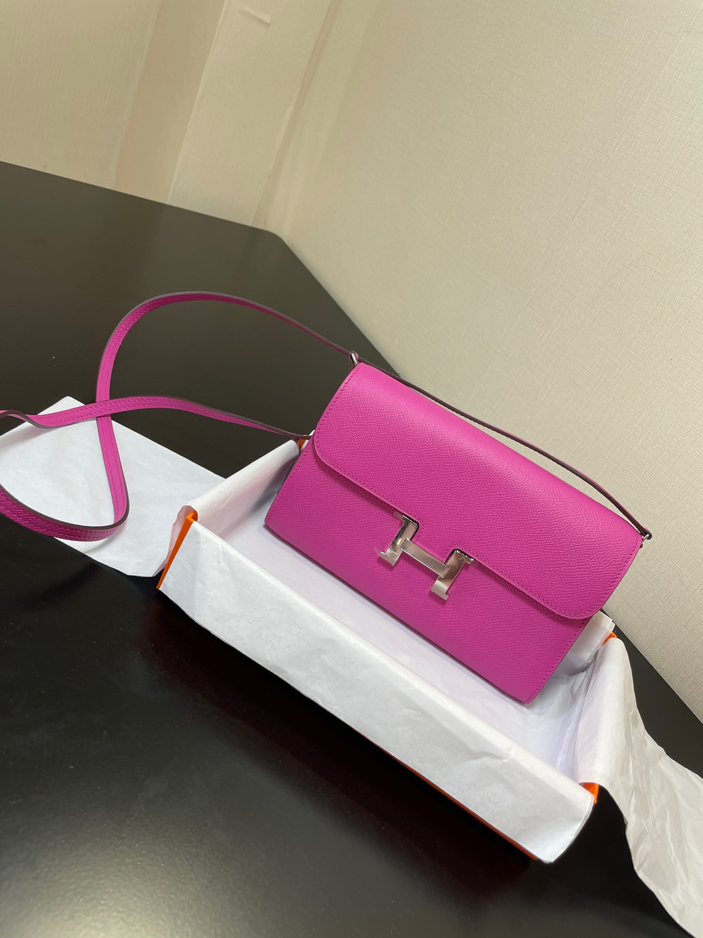 [TOP] HERMES Epsom Constance Long Wallet - Pink