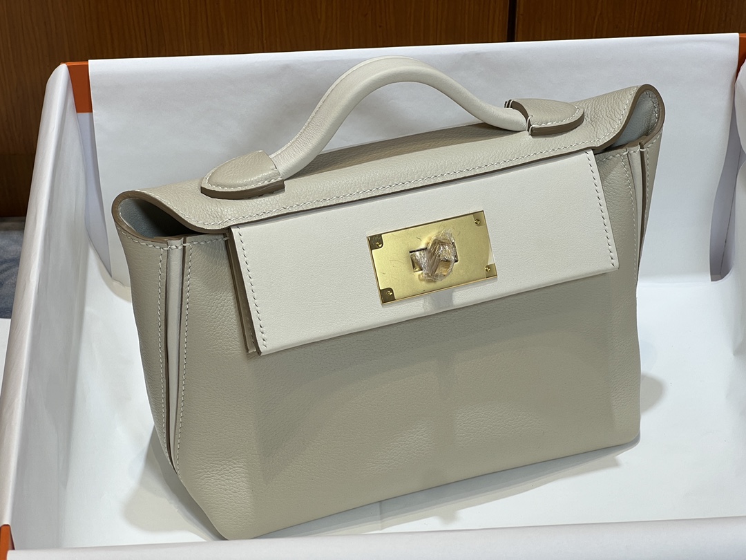 [TOP] HERMES 24/24 Bag 21cm - White&GHW