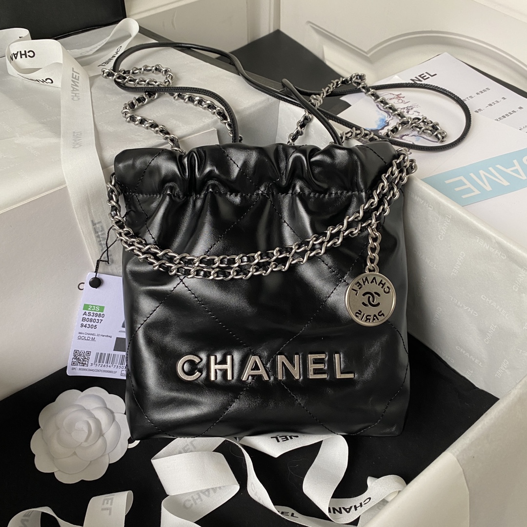 [TOP] CHANEL mini22 Quilted Chain Small Bag 19x20x6cm - Black