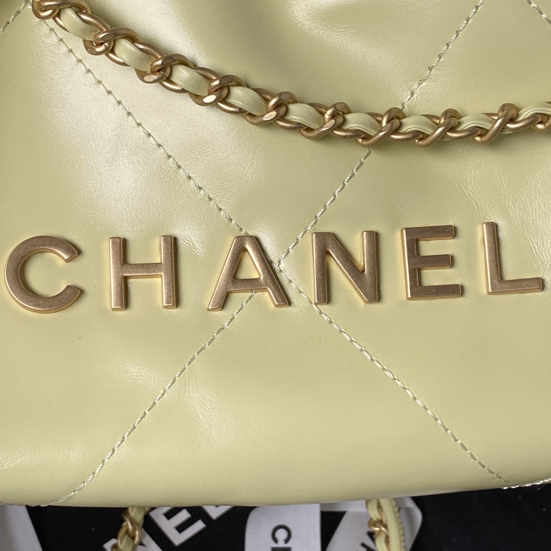 [TOP] CHANEL mini22 Quilted Gold Chain Small Bag 19x20x6cm - Yellow