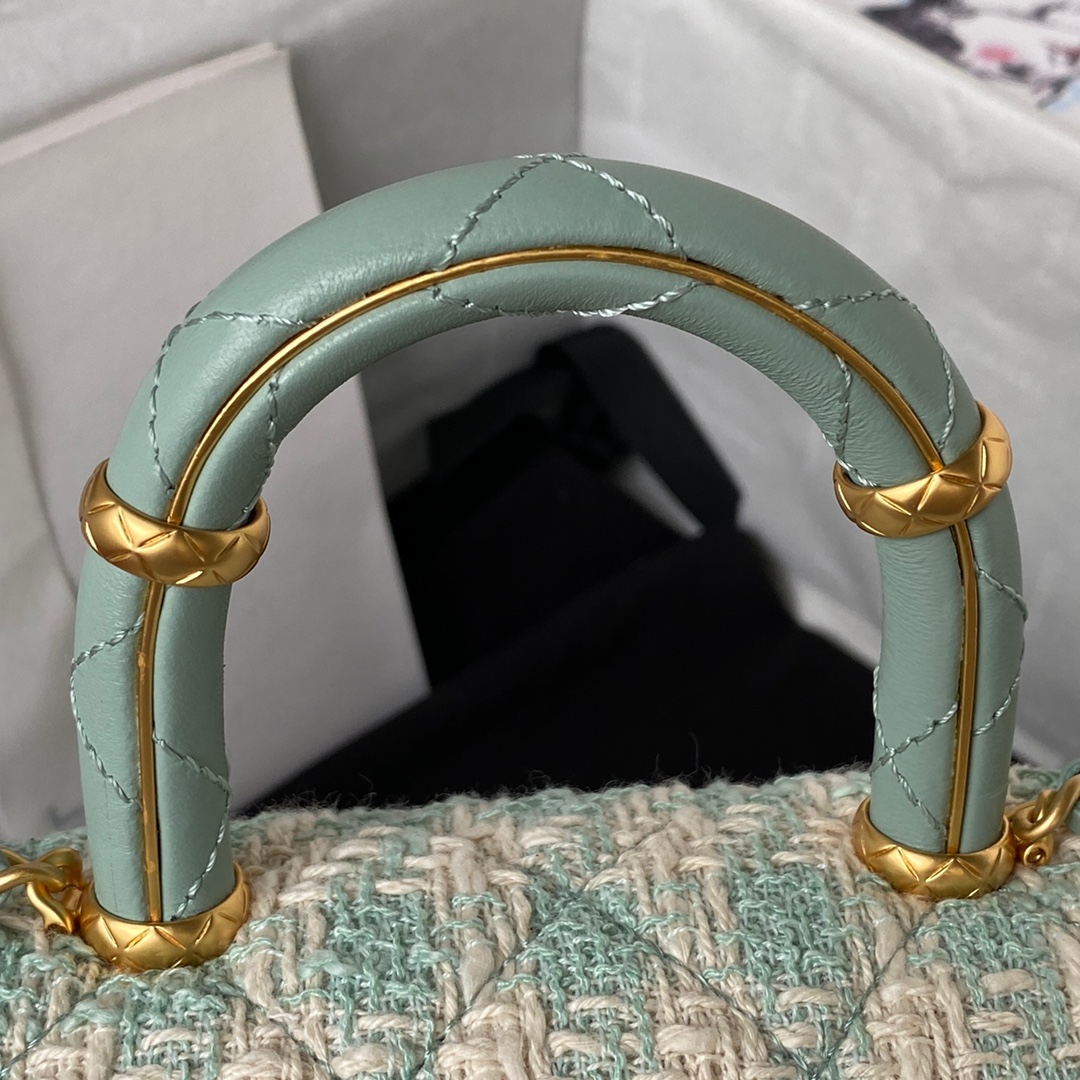 [TOP] CHANEL Tweed Small Clutch 15*15.5*7.5 cm - Mint Green