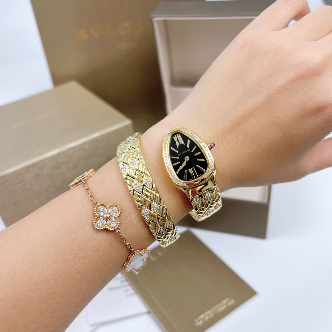 [Top] BVLGARI SERPENTIN SPIG Watches with Diamond - 5 Color