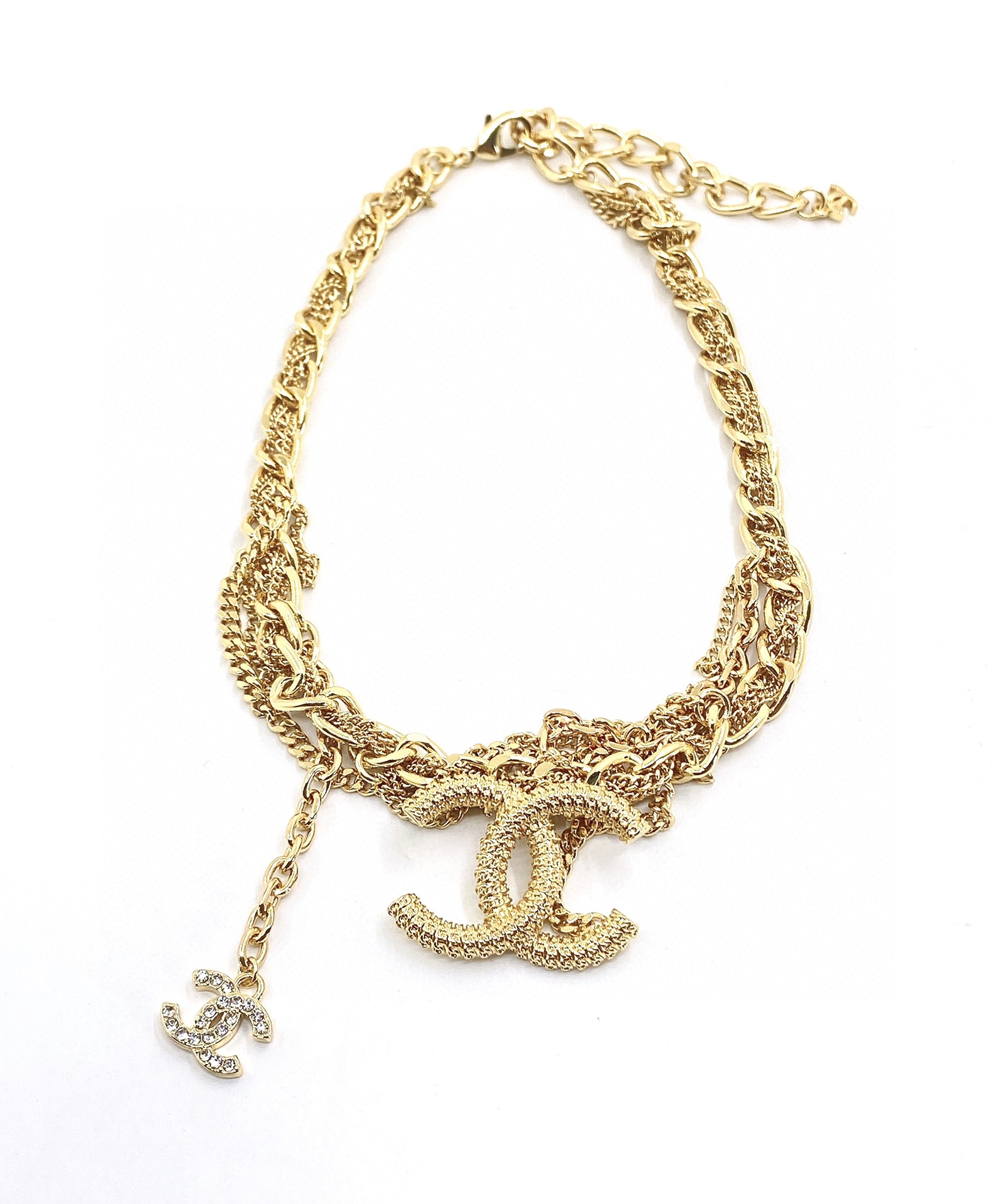 [Top] CHANEL Large/Small Logo Gold Chain Necklace