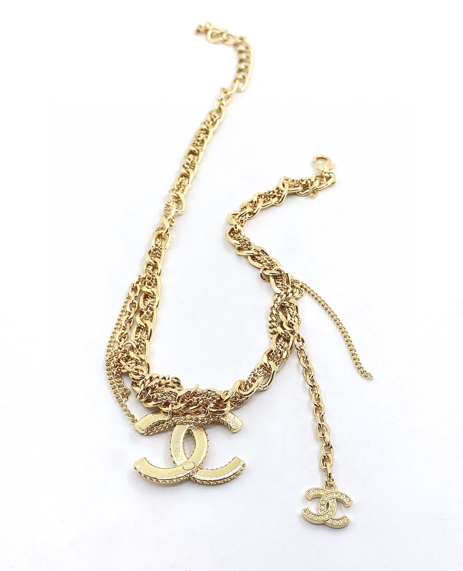 [Top] CHANEL Large/Small Logo Gold Chain Necklace - 711 Luxury