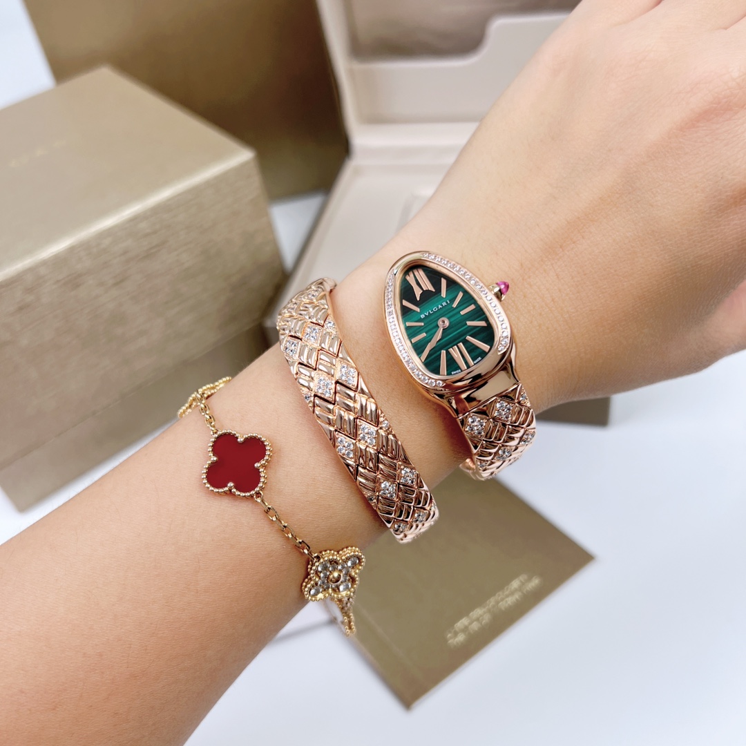[Top] BVLGARI SERPENTIN SPIG Watches with Diamond - 5 Color