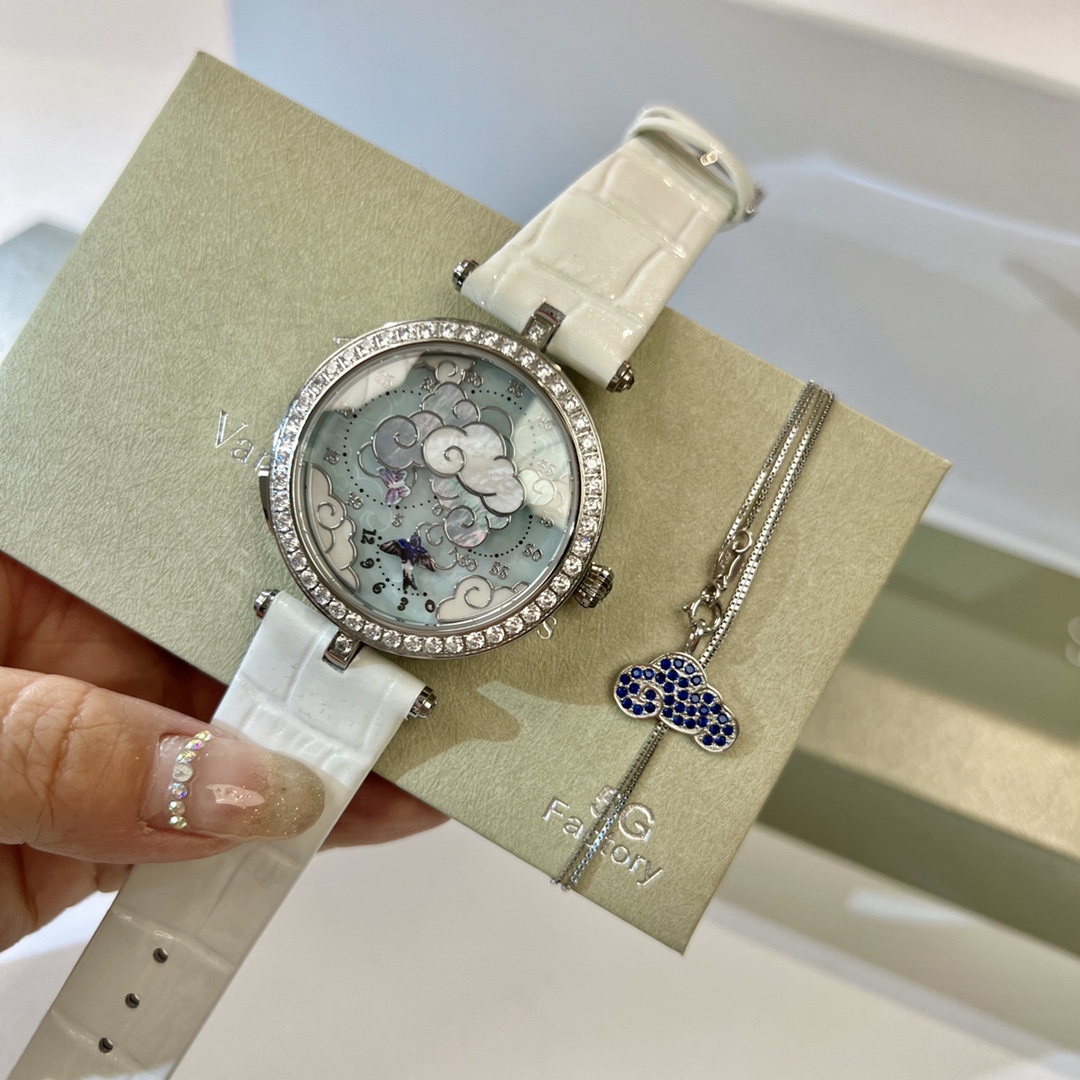[TOP] Van Cleef & Arpels Lady Arpels Ronde des Papillons Watches with Diamonds - White