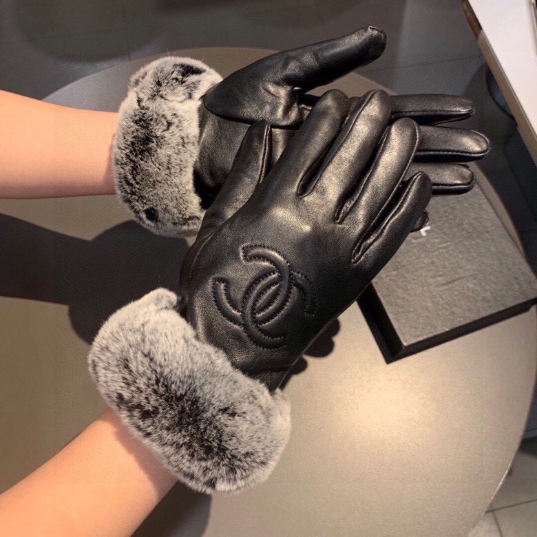 [TOP] CHANEL Gloves with Fur - Black