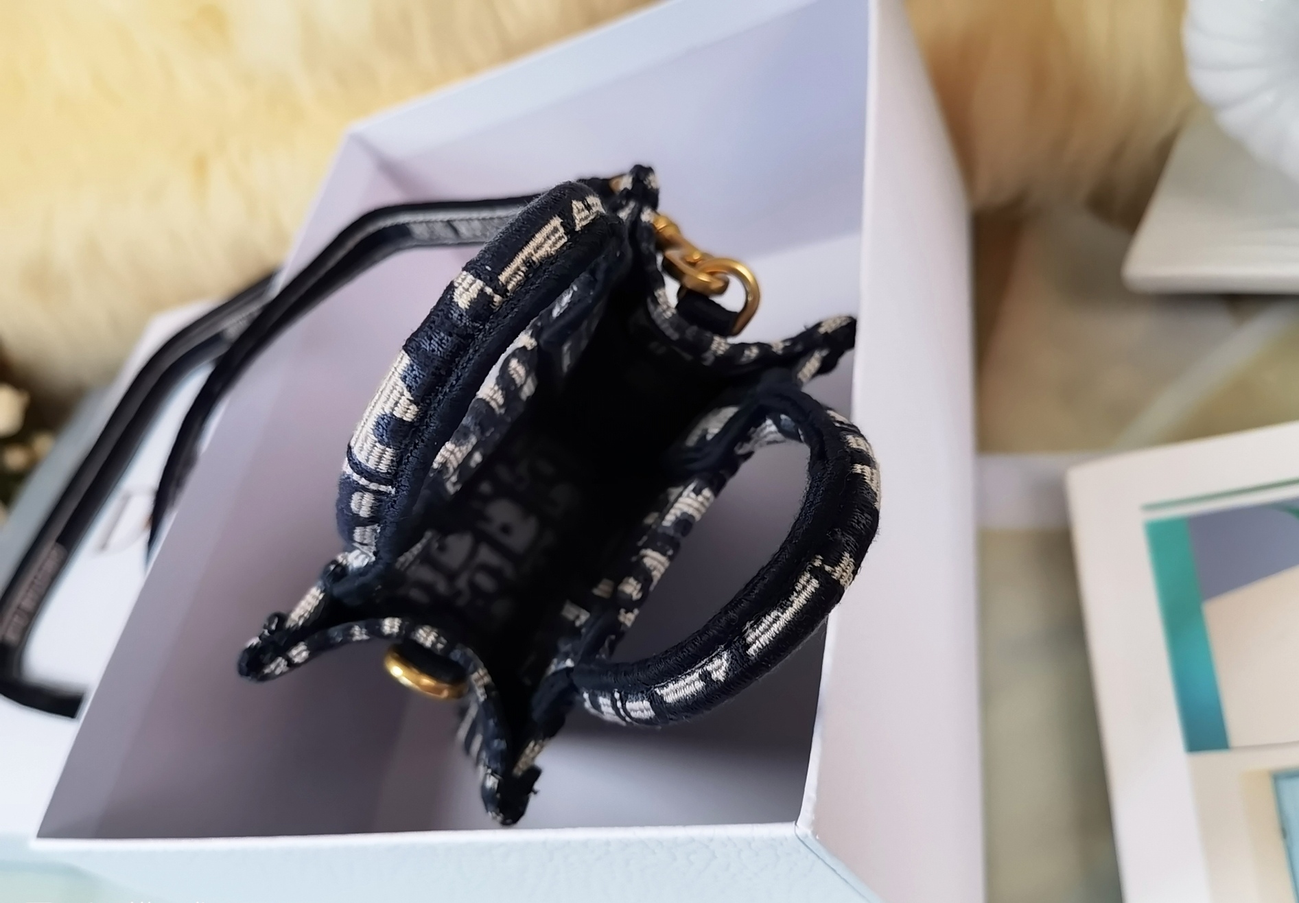 [TOP] Christian Dior Mico Mini Book Tote Bag Monogram 13X18X7CM