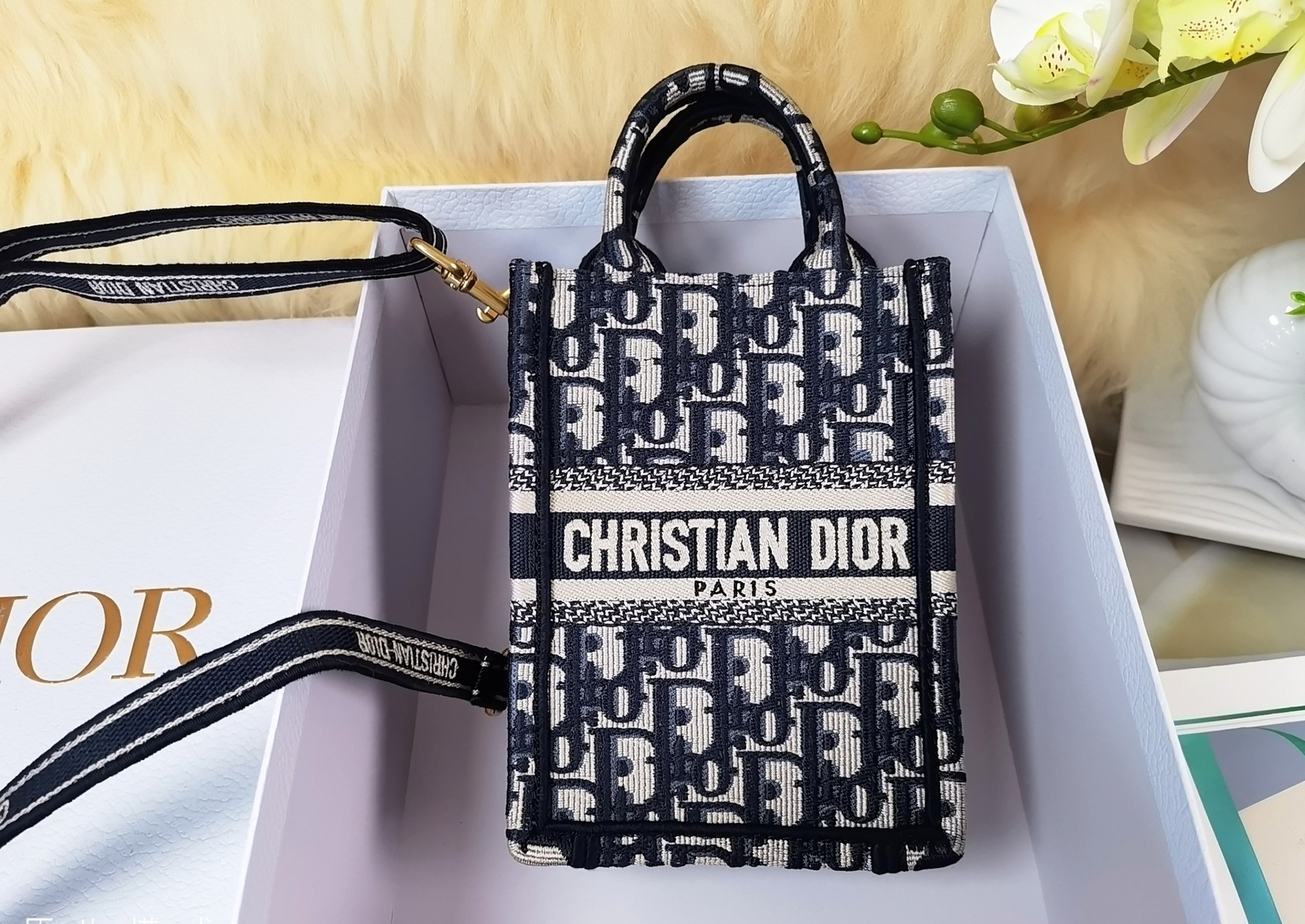 [TOP] Christian Dior Mico Mini Book Tote Bag Monogram 13X18X7CM