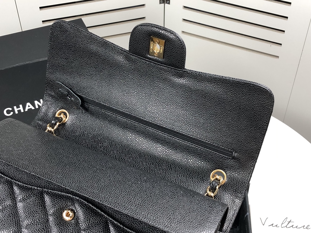 [TOP] CHANEL Classic Flap Bag 30cm - GHW/SHW - Black