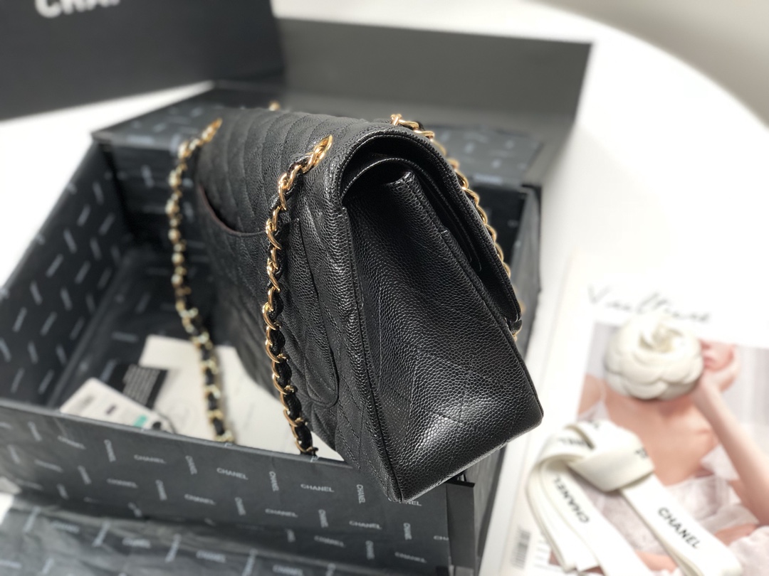 [TOP] CHANEL Classic Flap Bag 30cm - GHW/SHW - Black