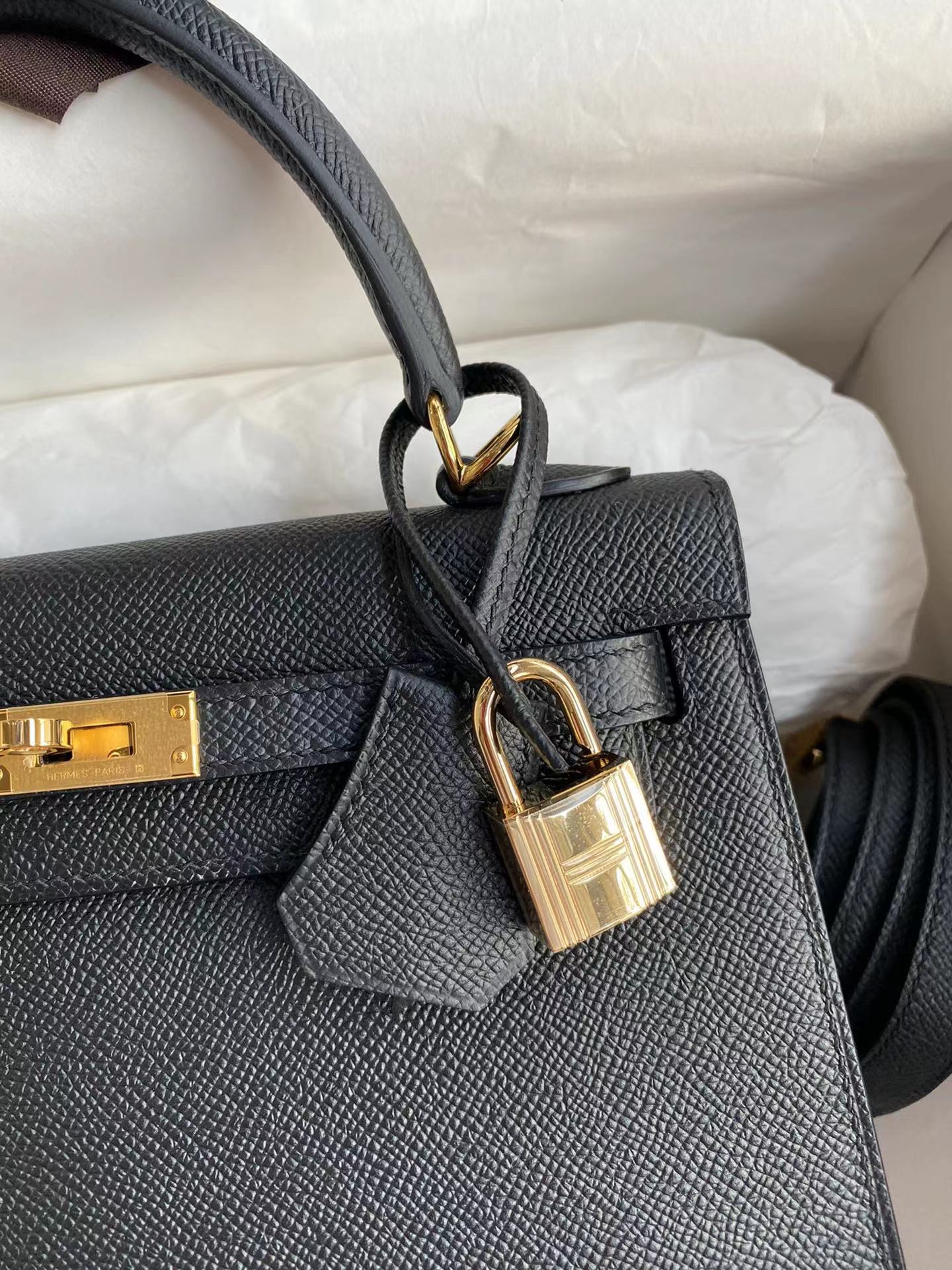 [TOP] HERMES Kelly Epsom Leather 19cm/25cm/28cm/32cm -  Black & GHW/SHW