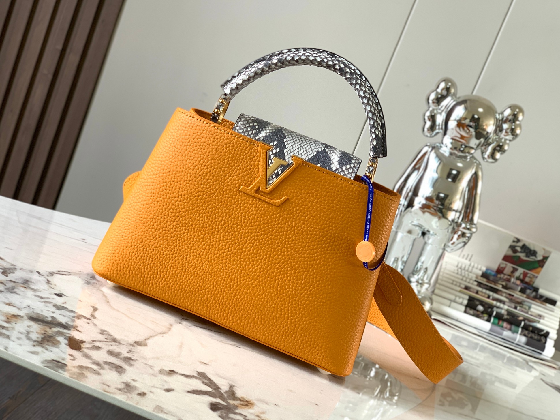 [TOP] Louis Vuitton LV Capucines Python Gold Buckle Bag - Yellow