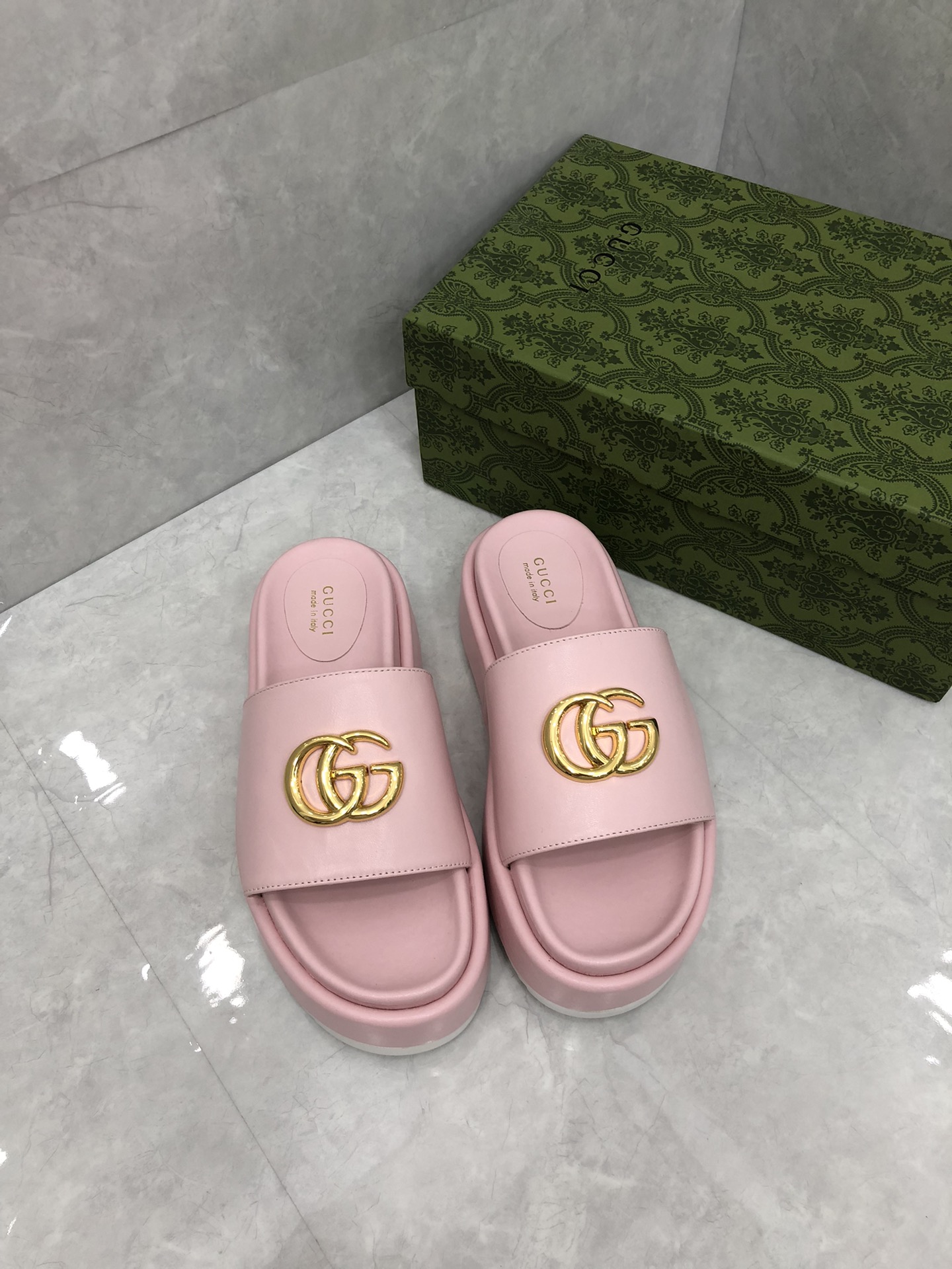 [TOP] GUCCI G*G Giant Platform Slides - 7 Color