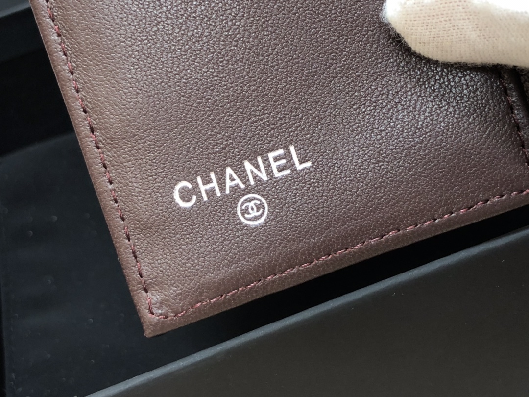 [TOP] CHANEL Long Folding Lambskin Wallet 18cm - Black - SHW