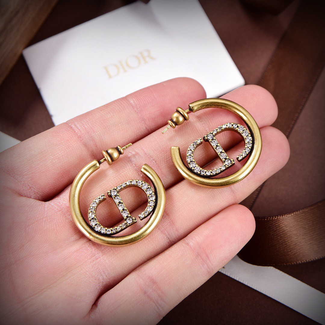 [TOP] Christian Dior CD letter earrings - Brass