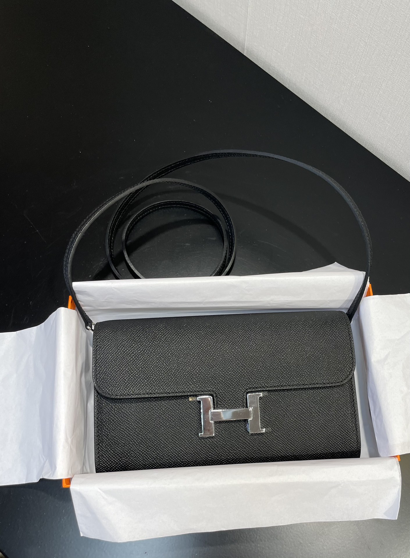 [TOP] HERMES Epsom Constance Long Wallet 20.5cm - Black