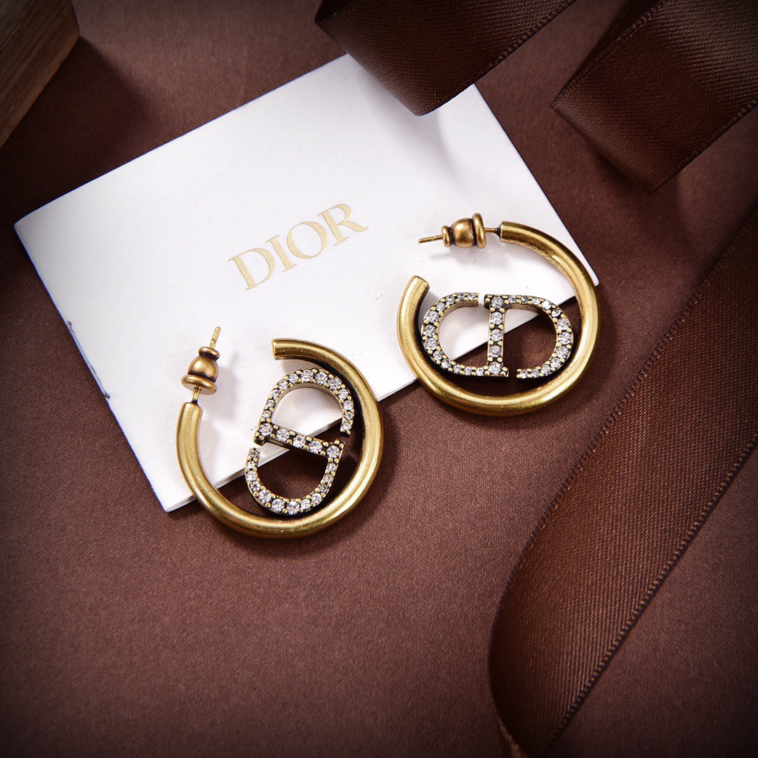 [TOP] Christian Dior CD letter earrings - Brass