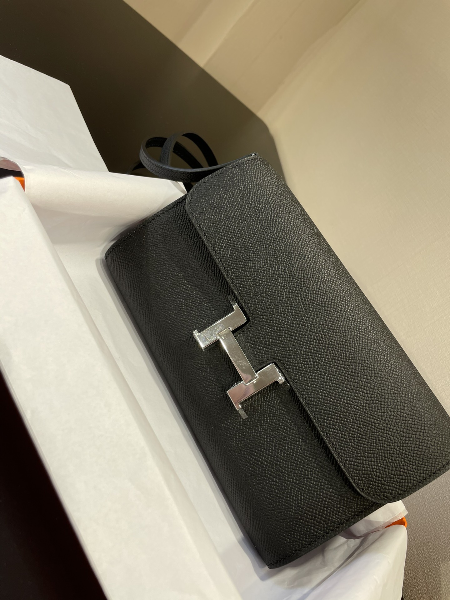 [TOP] HERMES Epsom Constance Long Wallet 20.5cm - Black